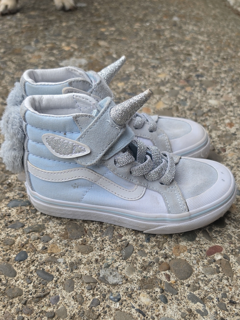 Vans Kids Light Blue and Silver Unicorn High-Top Sneakers